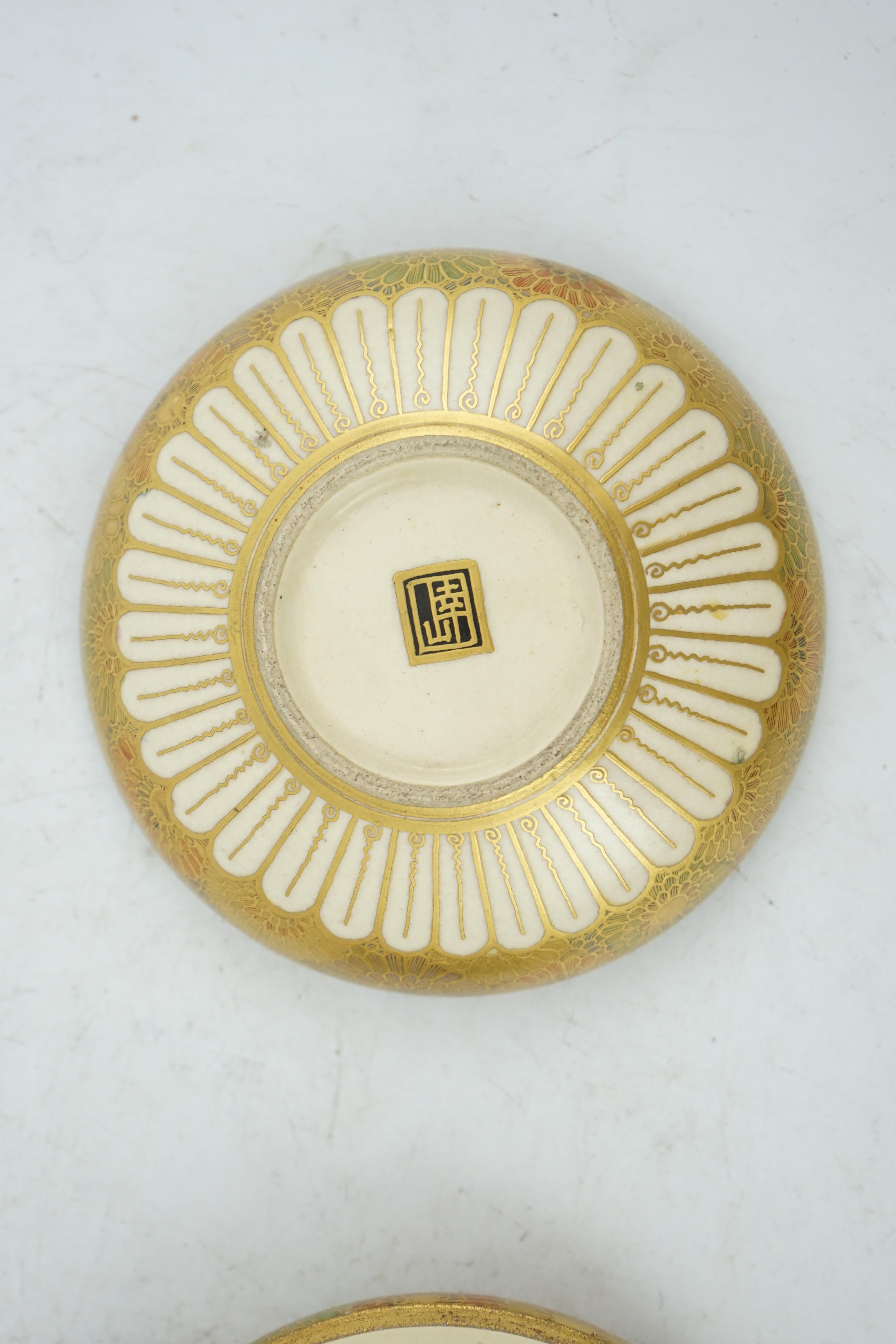 A Japanese Satsuma circular incense box and cover, Meiji period